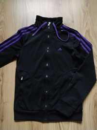 Czarna Rozpinana Bluza Adidas 3 Paski Streetwear