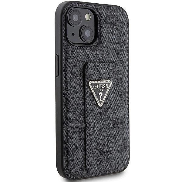 Etui Guess Grip Stand 4G Triangle Strass na iPhone 15 - czarne