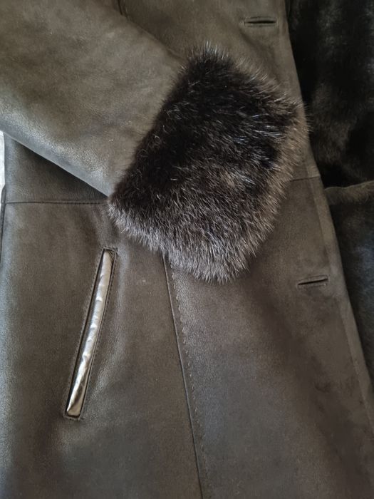 Дубленка натуральная овчина с норкой