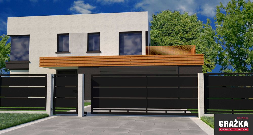 Brama przesuwna samonośna 5,00 m kasetony z blachy OCYNKOWANA