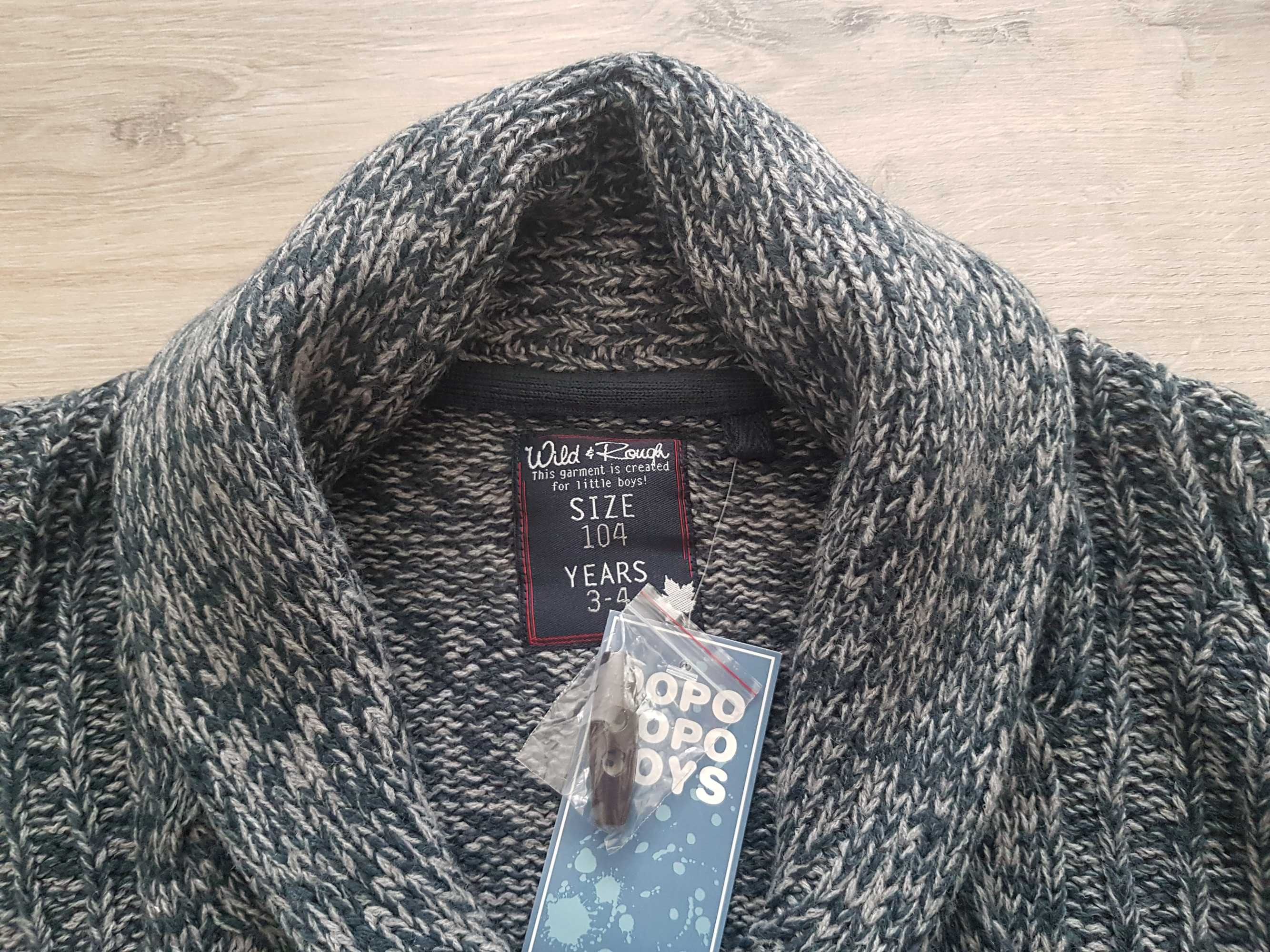 elegancki sweter chłopięcy rozmiar 104 b.ciemny melanż granatowy