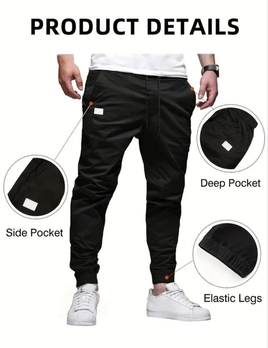 Чоловічі міцні штани, джогери, чорні, XL