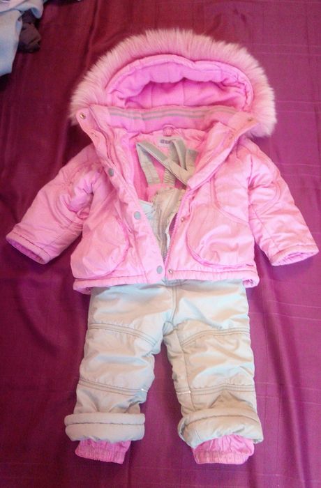 Детский зимний комплект куртка и комбинезон для девочки