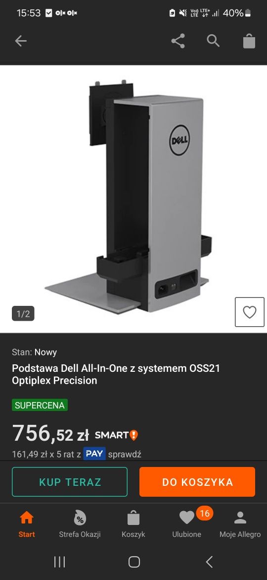 Monitor dell 27" wraz z podstawą all in one