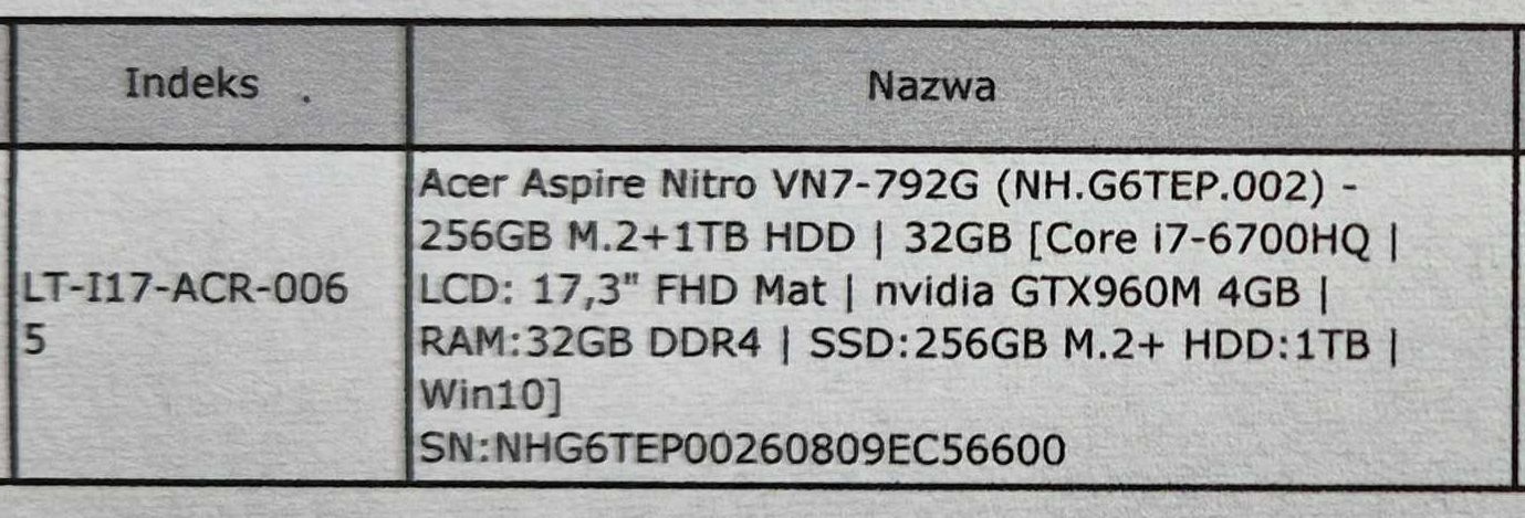 Acer Aspire Nitro VN7-792G 17" + Torba + NOWE Etui + NOWA obudowa