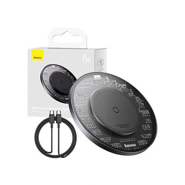 Ładowarka indukcyjna Baseus BS-W530/15W + kabel USB C - USB C 24W 1m -