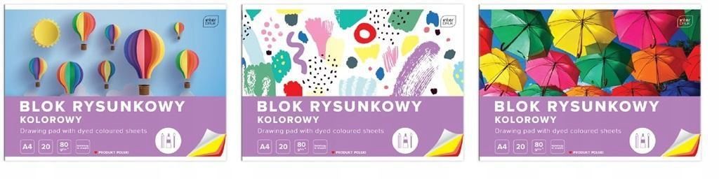 Blok Rysunkowy Kolorowy A4/20k (10szt), Interdruk