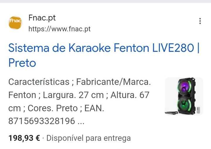 FENTON Karaoke Live280 Station! 900w Bomba Musical portatil