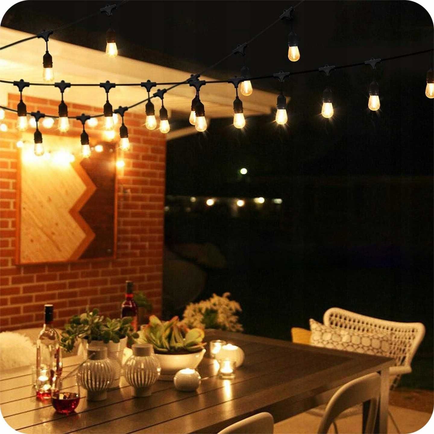 girlanda ogrodowa led świetlna lampki ogrodowe 10m x e27 żarówka 1w