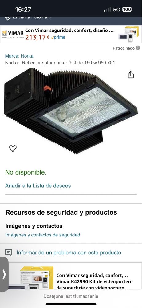 Sprzedam lampe 150w 230v