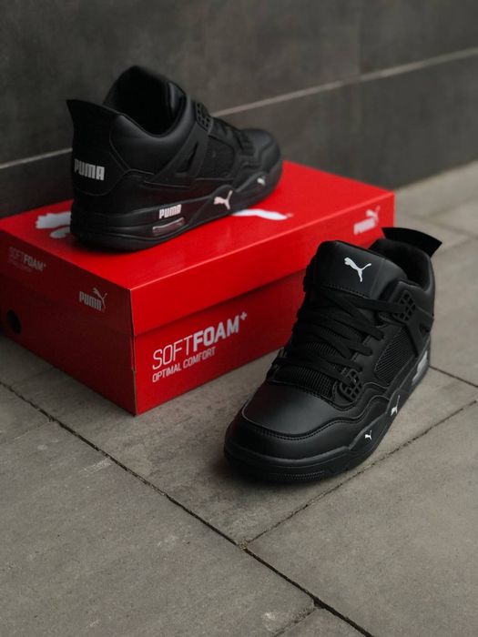 Кожаные кроссовки черные Puma Aura Black / Чоловічі кросівки Пума Аура