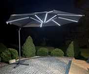 Duży Parasol Ogrodowy 3m z Oświetleniem LED + Solar podstwa Aluminiowy