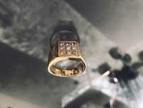 Anel ouro amarelo com 9 diamantes 20.1g