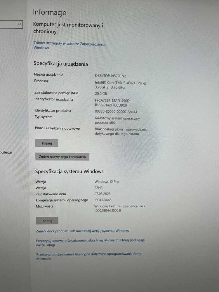 Komputer - Intel Core i3 3,7 GHz - Ram 20 GB - Dyski SSD