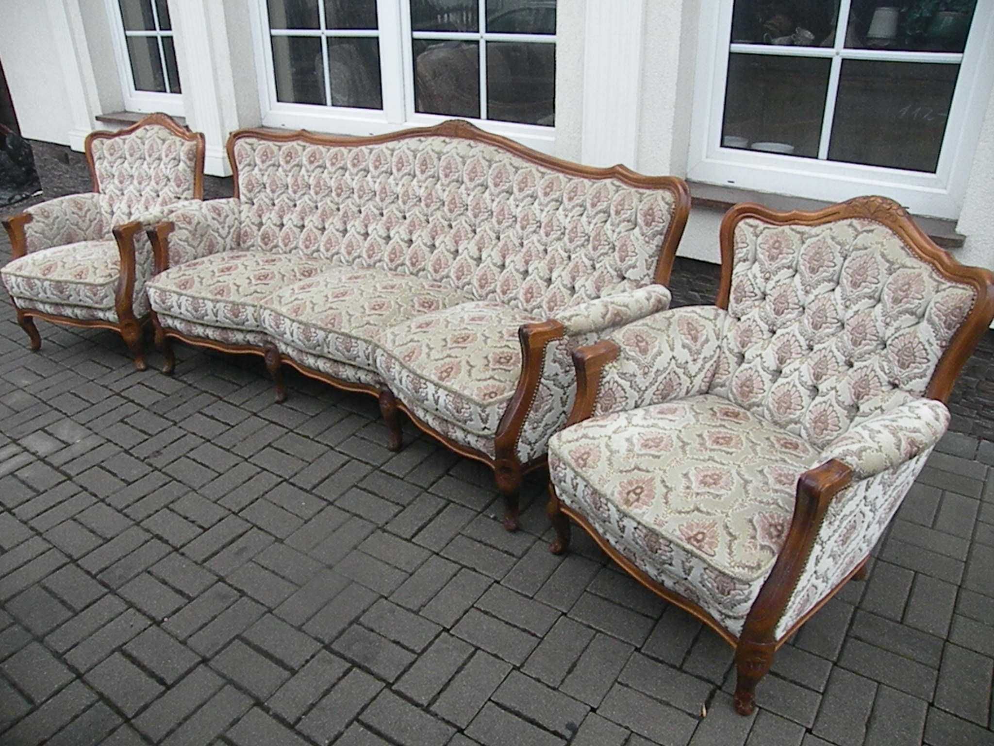 Sofa i 2 Fotele w Stylu Ludwika