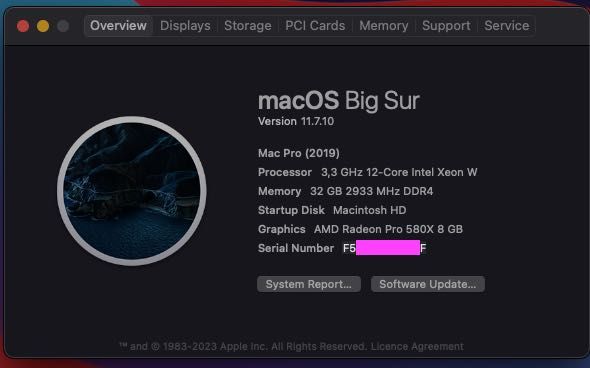 MAC PRO 2019 12 Core 32Go RAM 250Go Drive + 2 x PCIe Sonnet para DDs