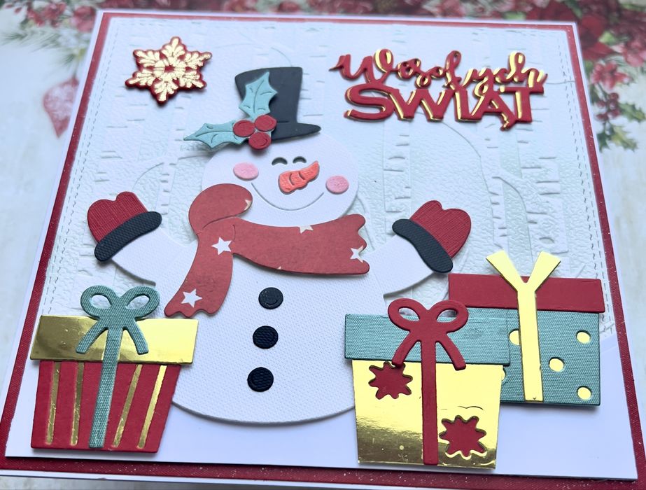 Kartka z kopertą  Bałwanek świąteczna ręcznie robiona