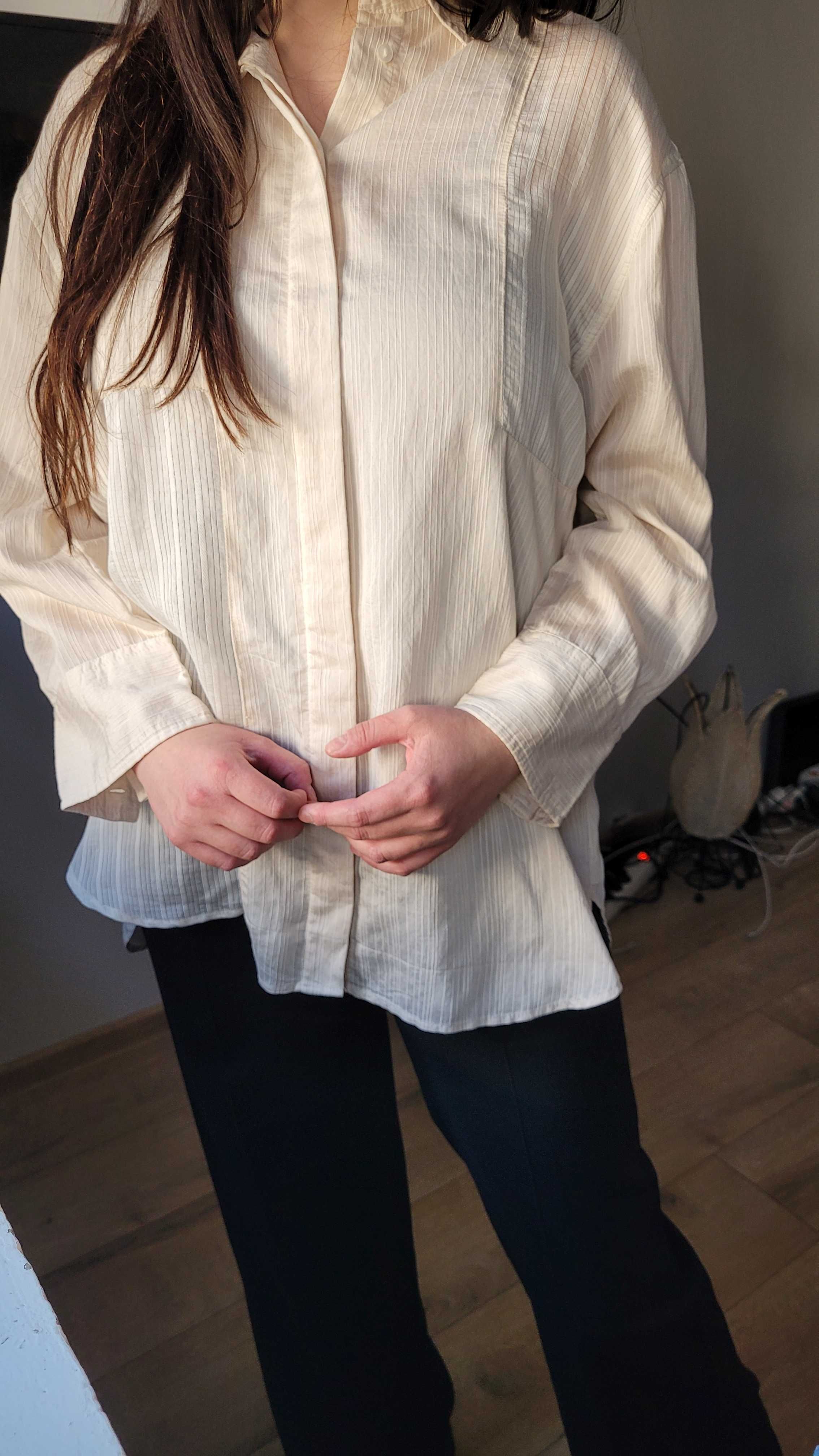 Koszula oversize zara bezowa oddobne przeszycia nowa rozmiar S 36 M 38
