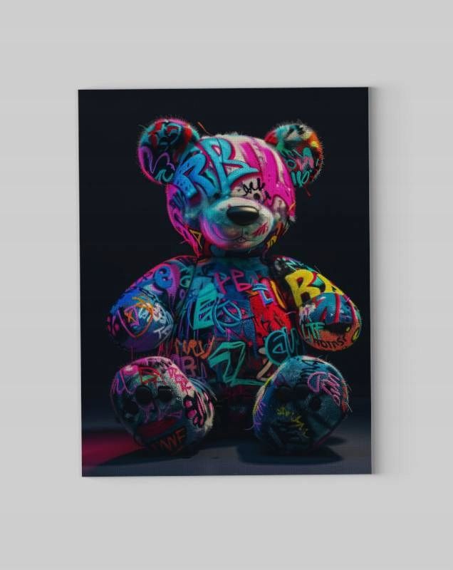 Nowoczesny obraz na płótnie "Grafitti Miś" 75x100 cm do domu