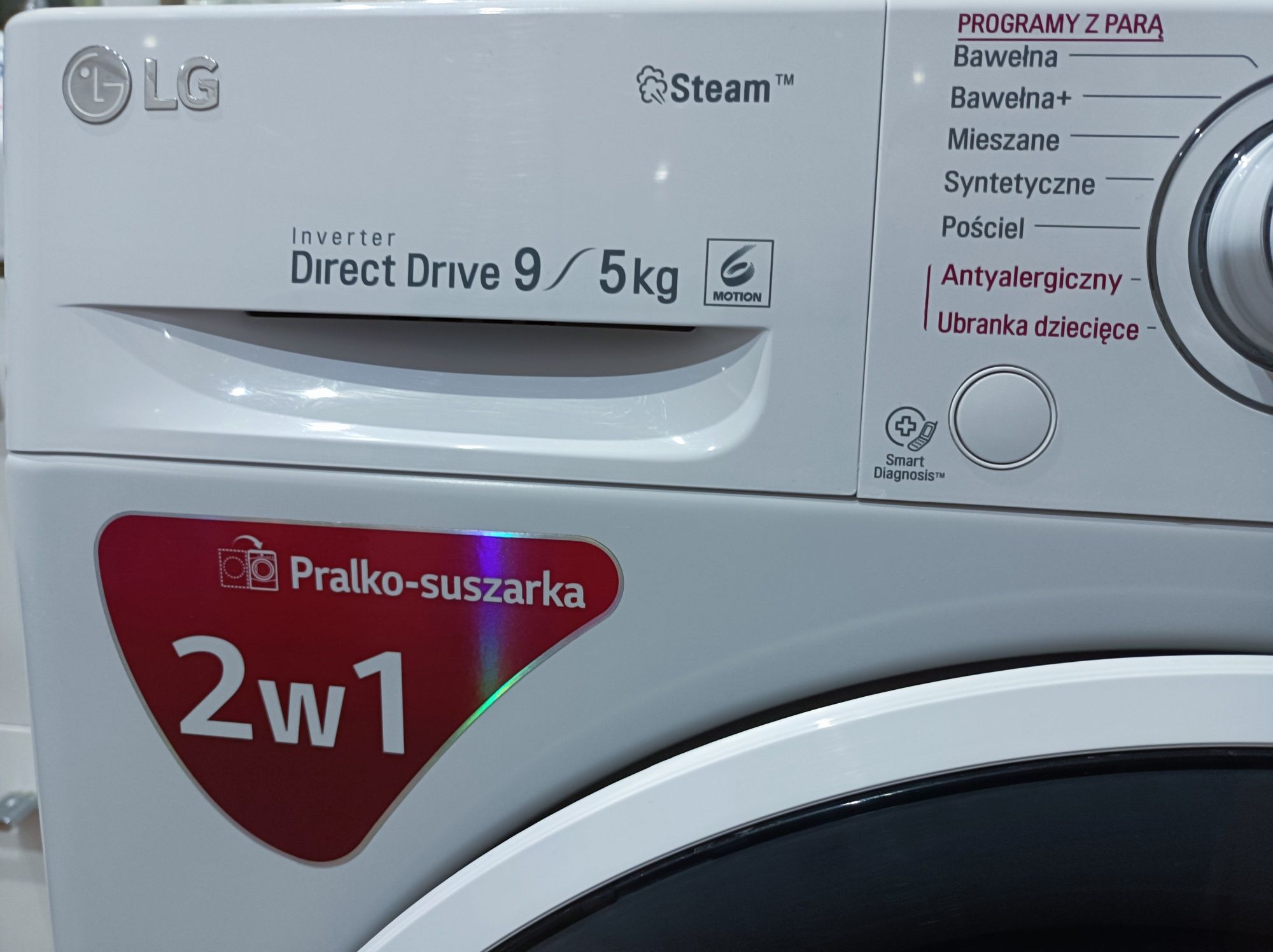 Nowa Pralka parowa LG 9kg/5kg.