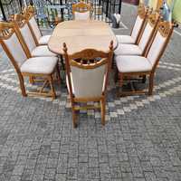 Stół I 8 krzesł dębowych lite drewno