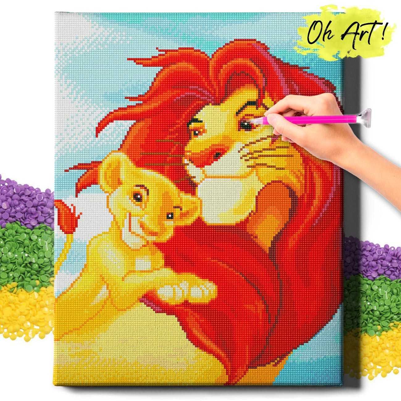 Haft Diamentowy Diamond Painting Mozaika - Mufasa z Simbą / Oh Art