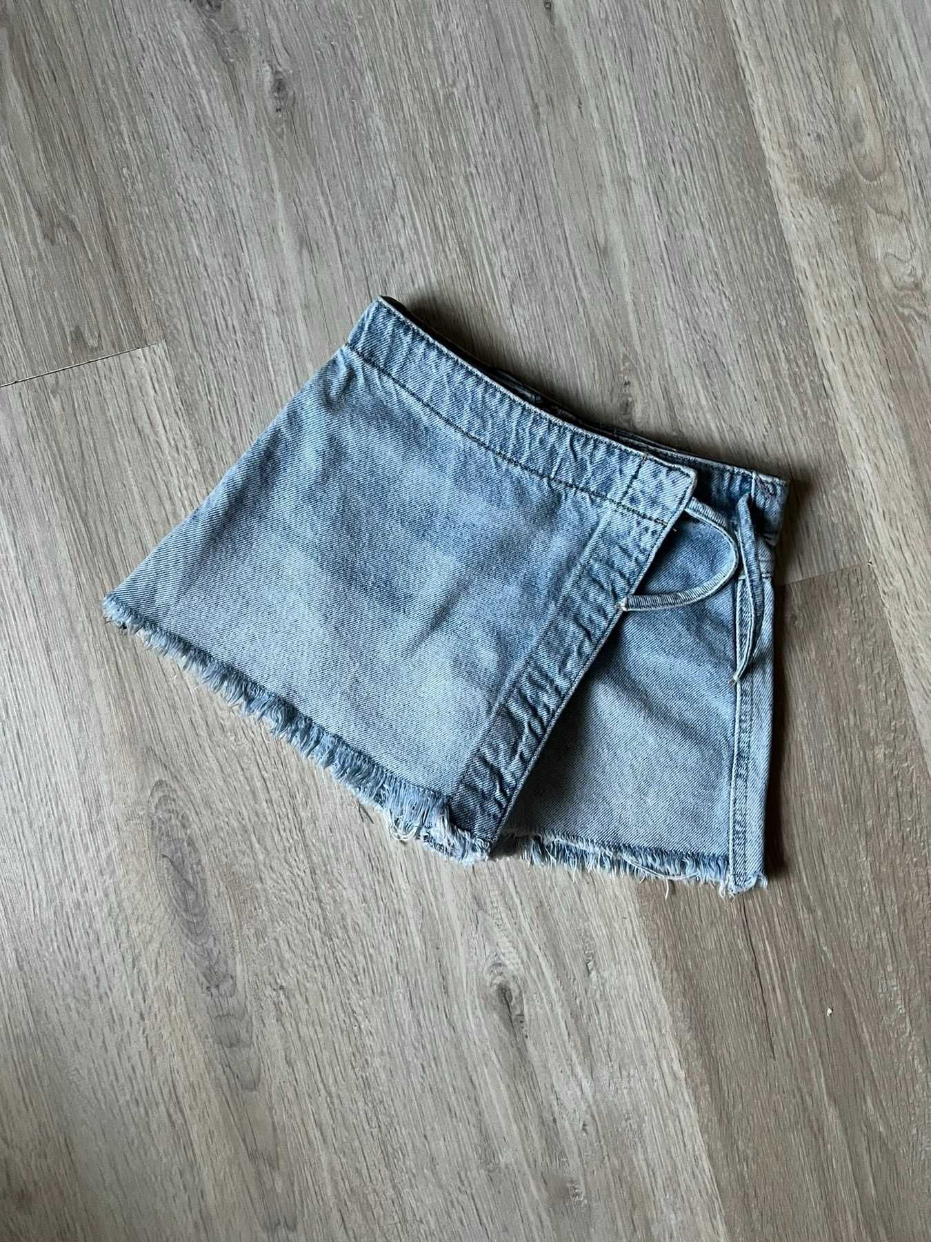 Джинсовая юбка шорты ZARA бермуды шорти бермуди спідниця спідничка h&m