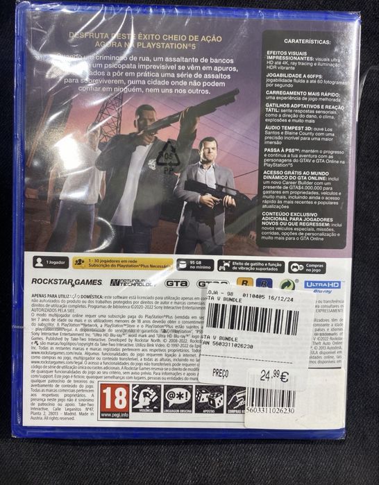 Gta 5 ps5 novo selado