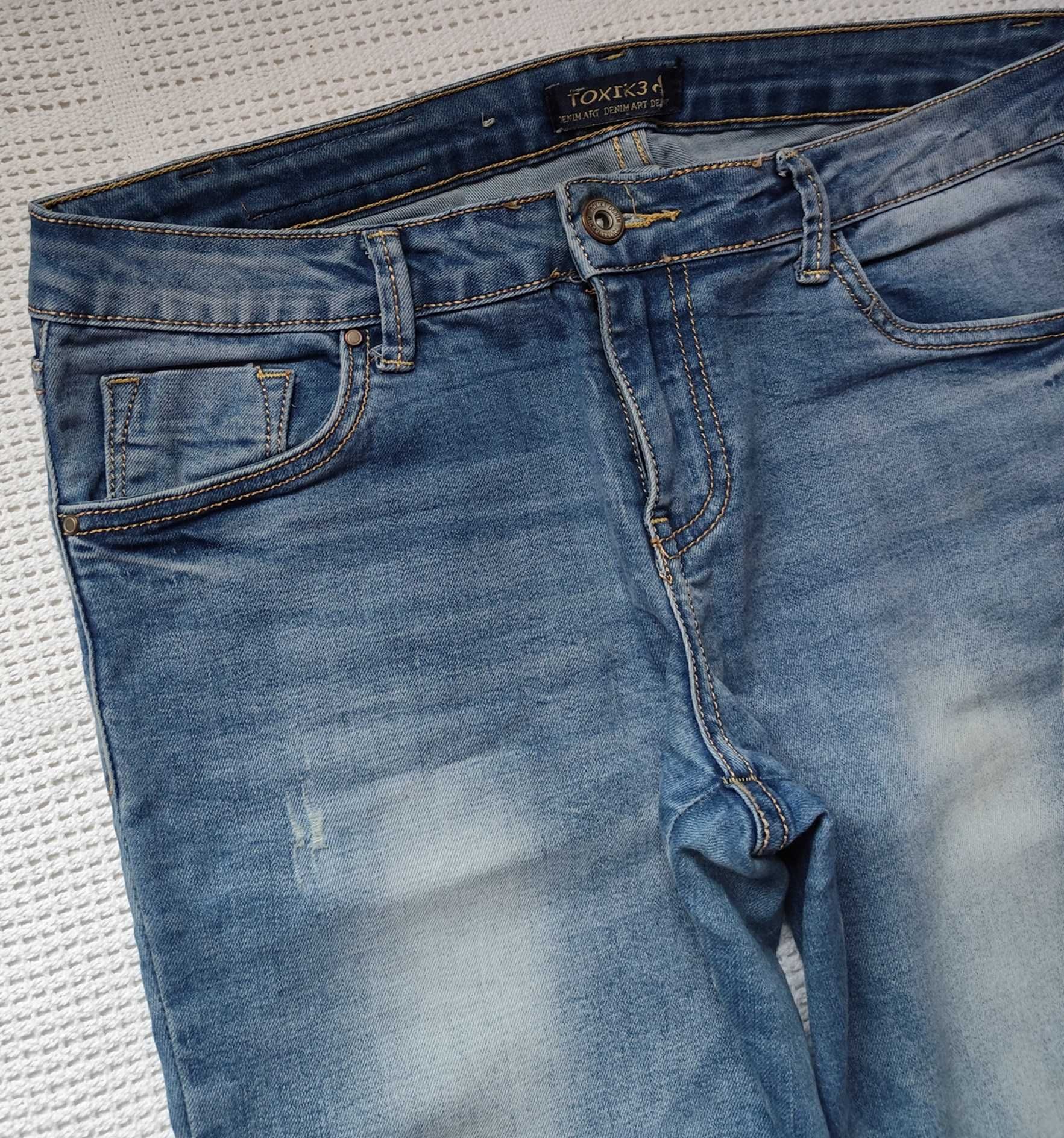 Toxik3 piękne błękitne cieniowane rurki spodnie jeansowe jeans M