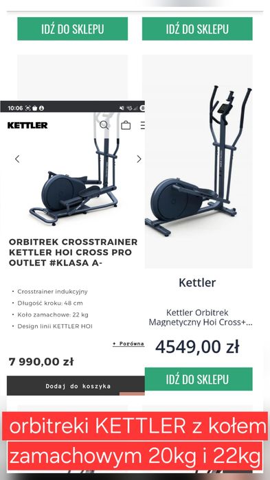 DUŻY orbitrek KETTLER COSMOS magnetyczny koło 20kg chodziarz orbiterek