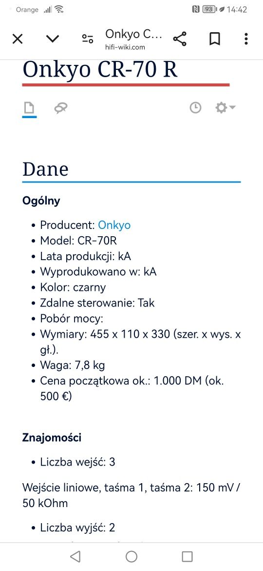 Odtwarzacz  Onkyo CR 70R po pełnym serwisie