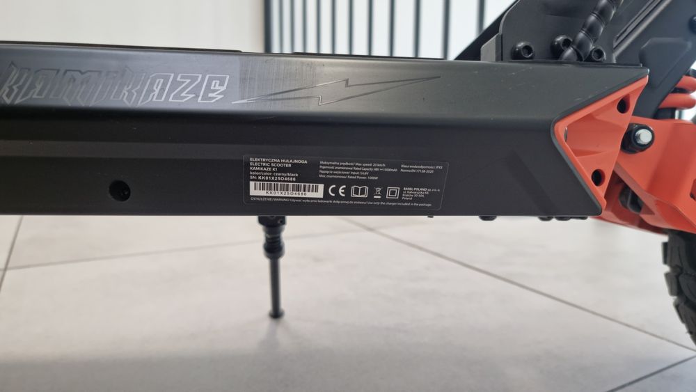 Kamikaze K1 - Elektryczna Hulajnoga 1000W, 60 km zasięgu przy 20 km/h