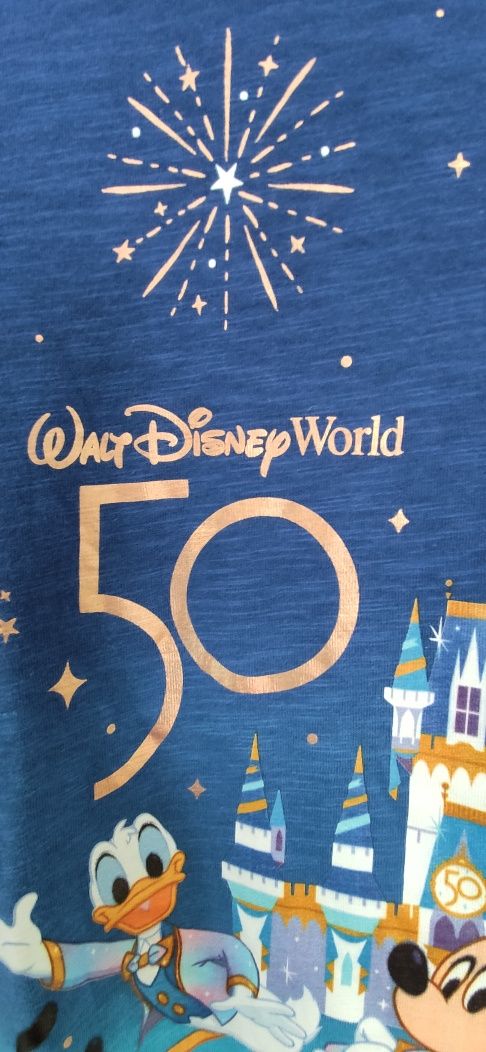 Koszulka Walt Disney World na 50 lecie Disney z bawełny 2yK tur,nieb