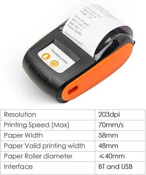 Przenośna drukarka paragonów 58 mm