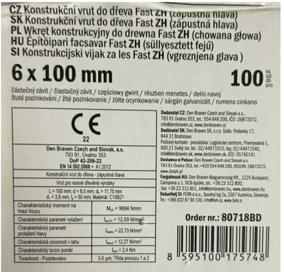 WKRĘTY ciesielskie do drewna 6x100 TORX 100szt