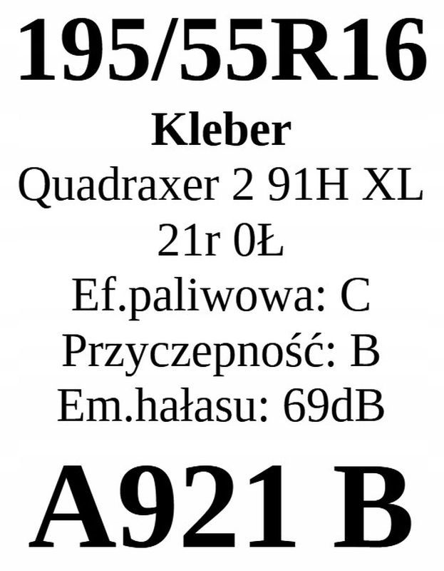 2x 195/55r16 Kleber Quadraxer 2/91h Jak Nowe