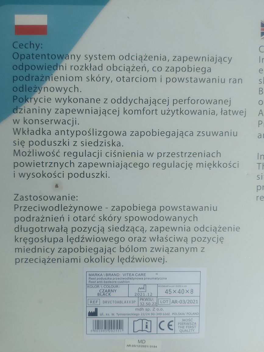 Poduszka Przeciwodleżynowa pneumatyczna