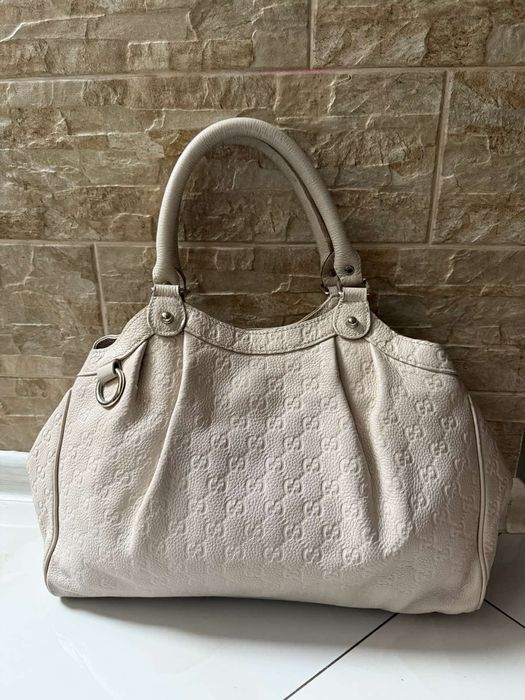 Вінтажна шкіряна сумка-тоут Gucci Sukey Interlocking White,