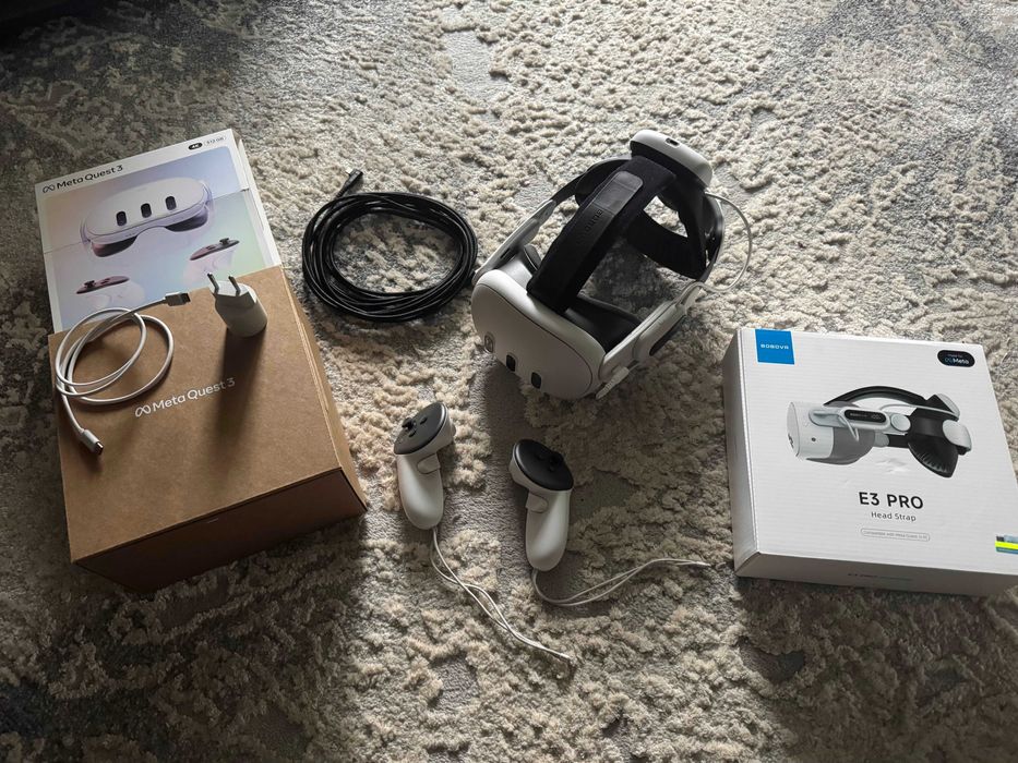 Meta Quest 3 512 GB + BOBOVR E3 Pro + kabel 5m PCVR – ZESTAW