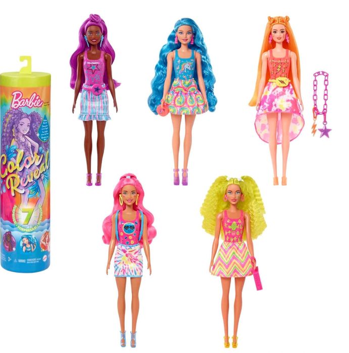 Барбі Color Reveal Неонові кольори Tie-Dye — лялька-сюрприз