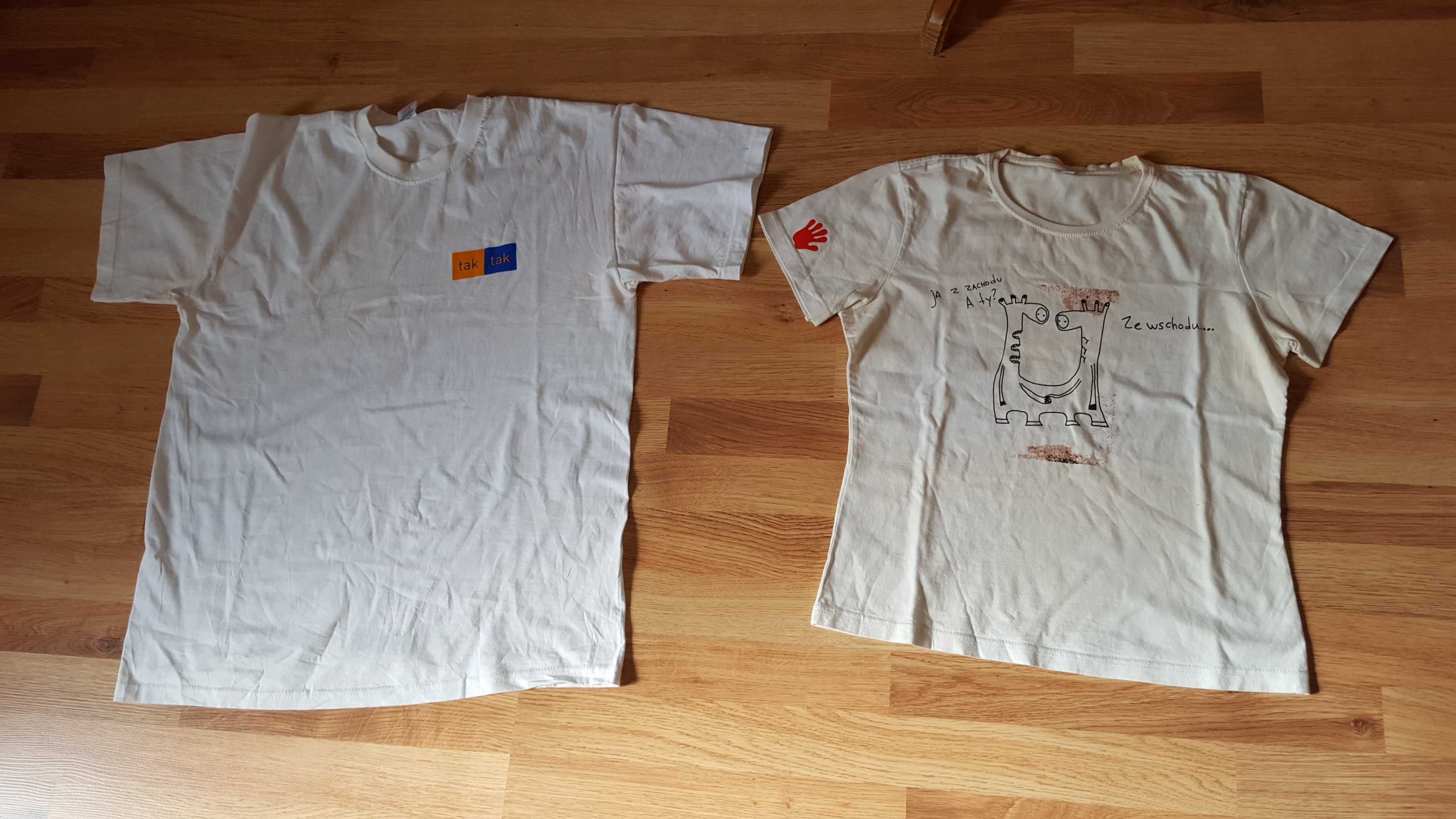 Koszulki bluzki t-shirt z logo Heyah i Tak-tak - 2 szt. używane