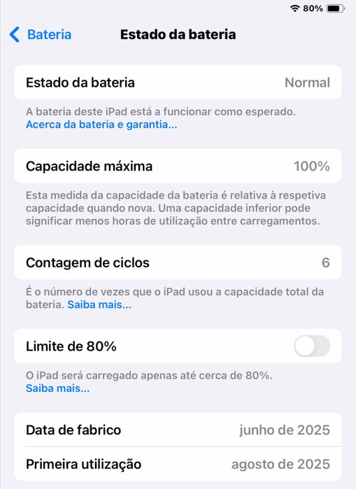 Ipad A16 128gb wifi 128gb com 6 ciclos de bateria a 100%