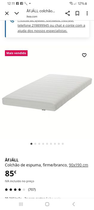 Colchão 90x190cm novo