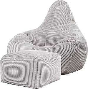 icon Kingston Cord Bean Bag z podnóżkiem fotel pufa worek szary
