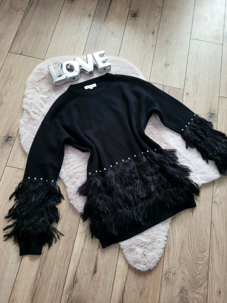Czarny sweterek czarny sweter diamenciki s-m