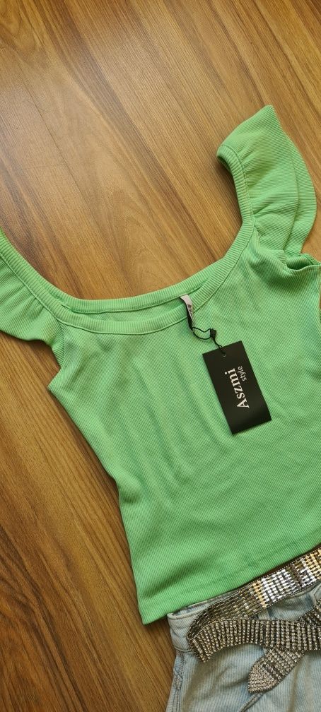 Top x 2 szt Nowe T-shirt Bluzka Falbaną S