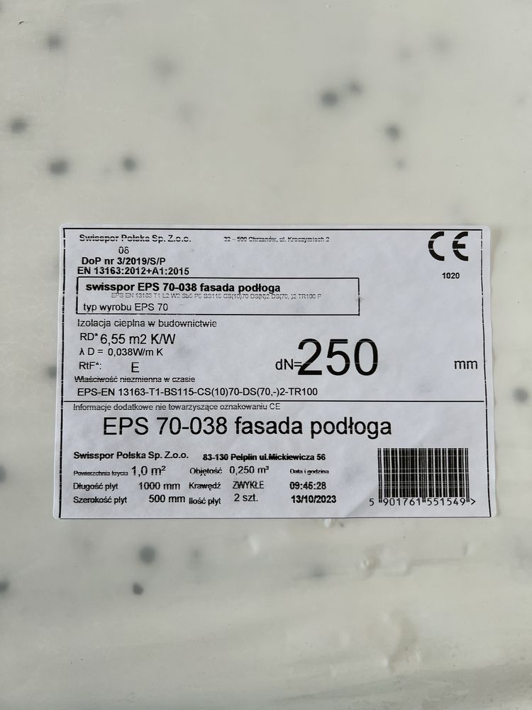 Styropian Swisspor EPS 70 038 Fasada Podłoga grubość 25 cm