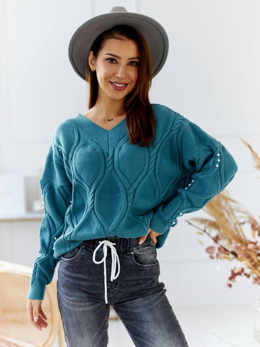 By o la la..! Sweter perełki turkus