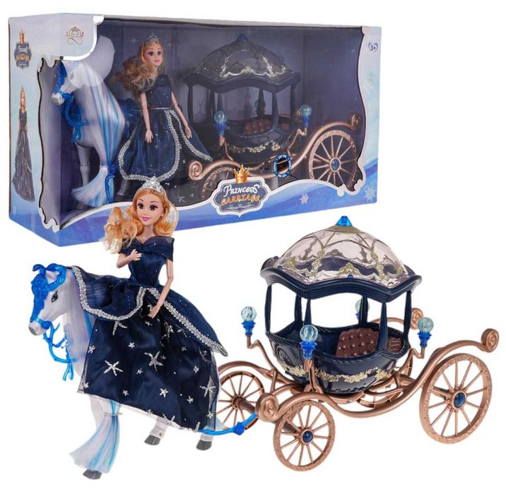 Magiczna Kareta z Lalką i Koniem Niebieska