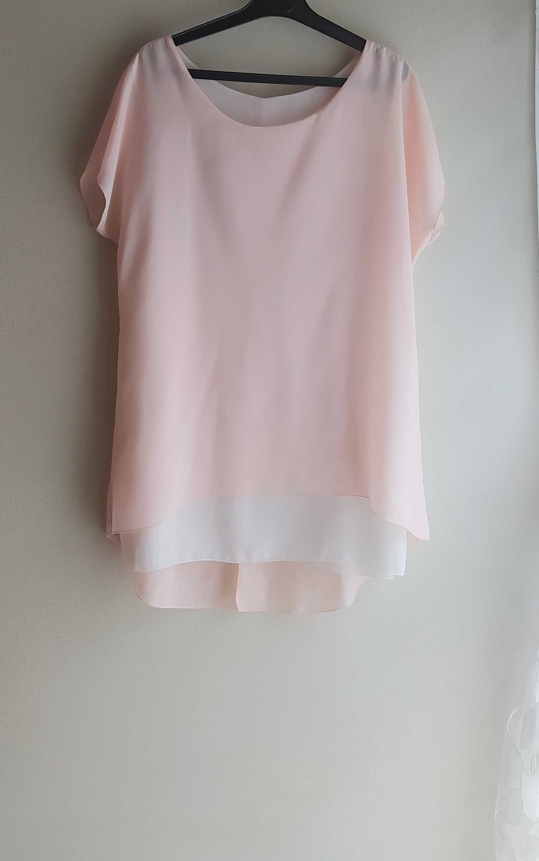 Elegancka Bluzka pastelowy pudrowy róż rozm.44/XXL